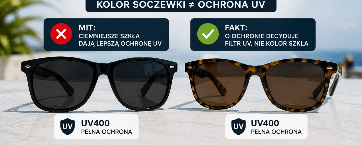 Czy ciemniejsze szkła oznaczają lepszą ochronę? UV400 a kolor soczewek